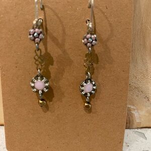 Ayalabar Pink and Silver Dangle Earrings